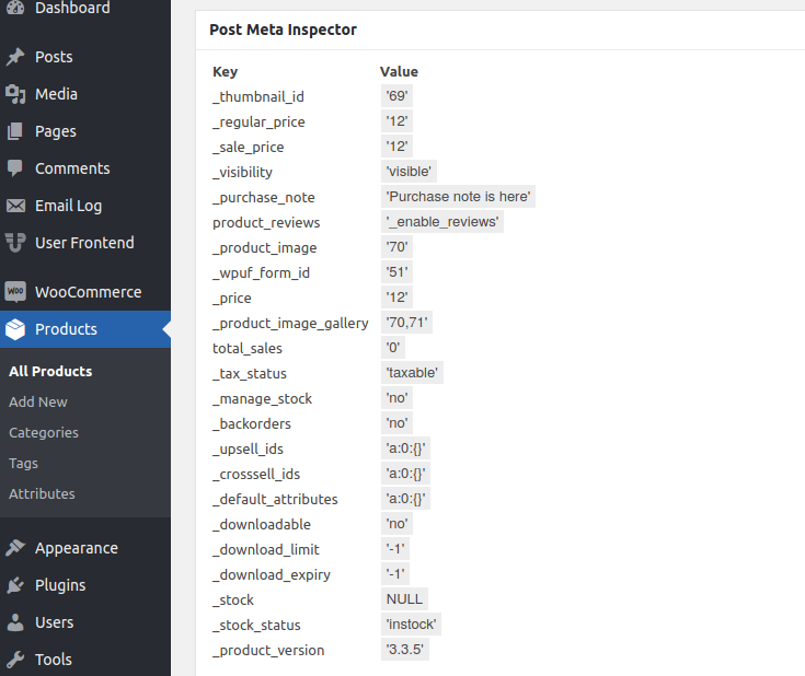WooCommerce available meta_keys
